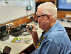 Andy Brill mans the radios at AREC