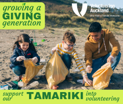 children help with a beach cleanup