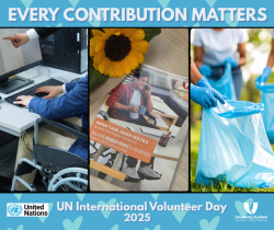 A selection of voluneers of people volunteering, one in a wheelchair, one collecting rubbish from a beach, and of the cove of the Support Guide Mahi Tahi, Mahu Watea